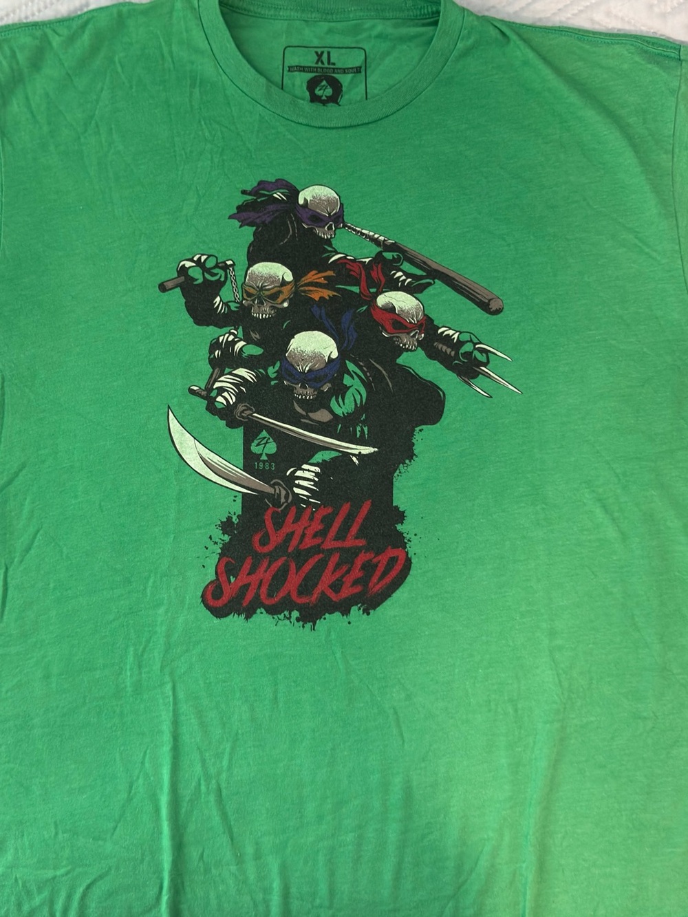 Green 'Shell Shocked' Graphic Tee - XL. Zero foxtrot TMNT Ninja Turtles